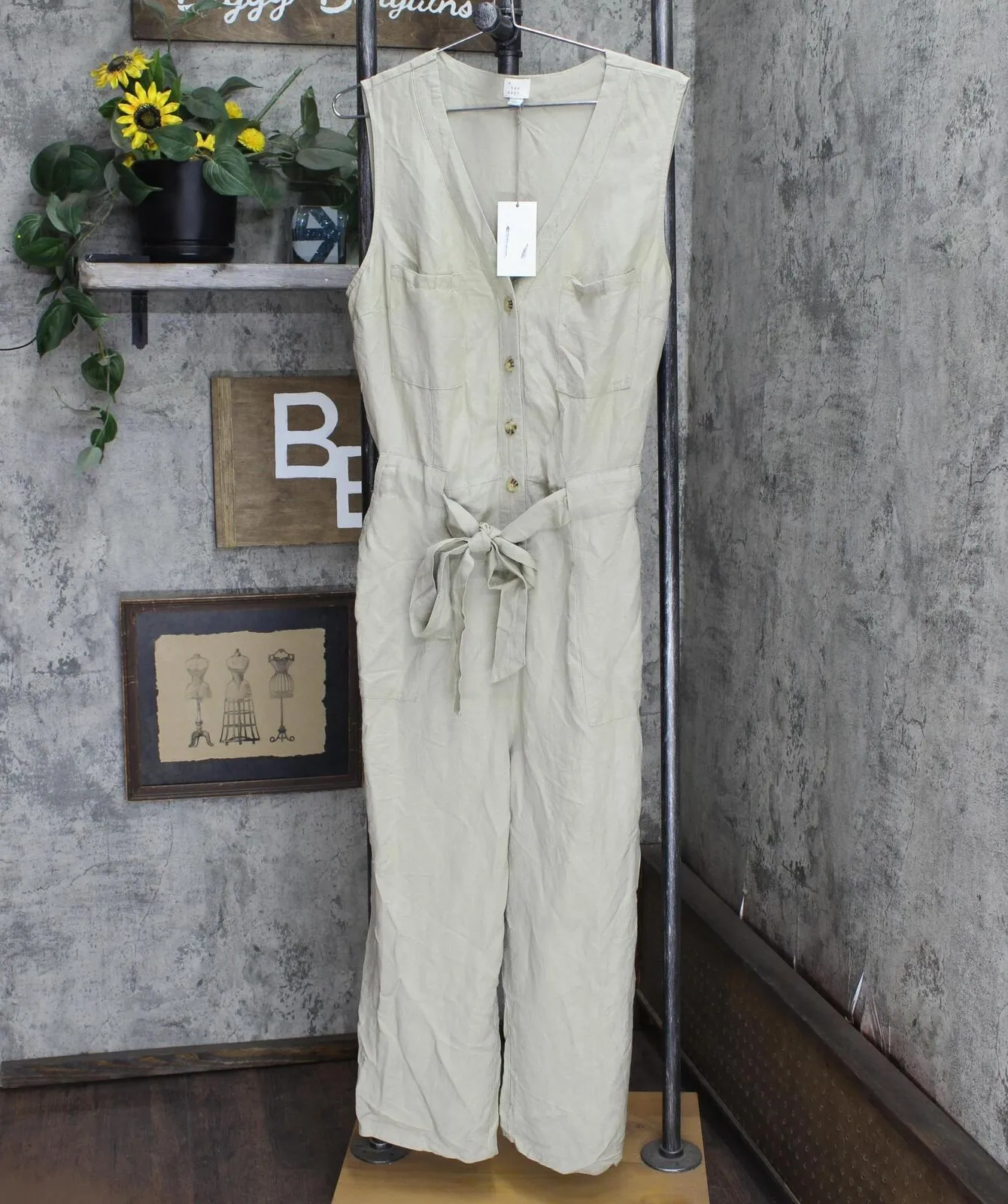 A New Day Women's Sleeveless Linen Jumpsuit 564309
