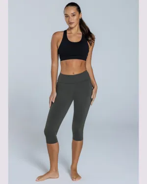 Abi and Joseph Bella Dual Pocket 3/4 Legging - Dark Olive