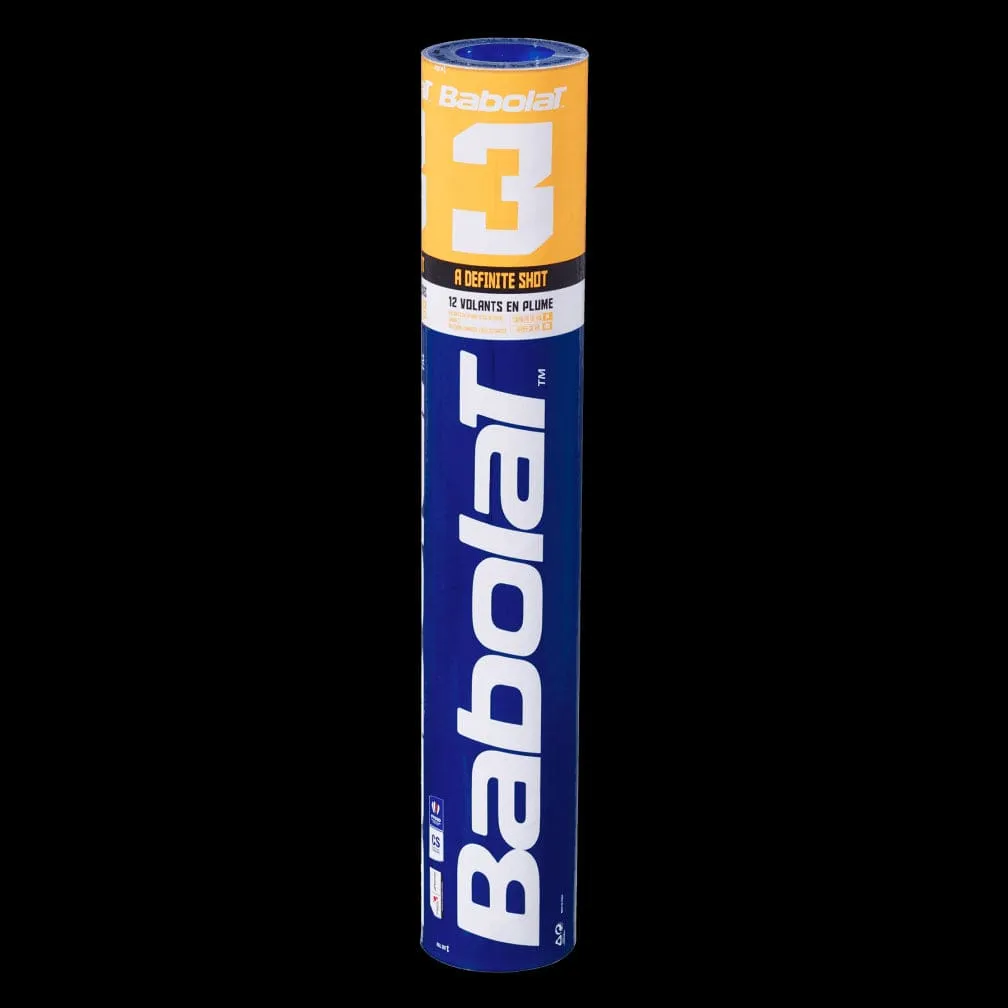 Babolat 3 Badminton Feather Shuttles / Shuttlecocks - Set of 12