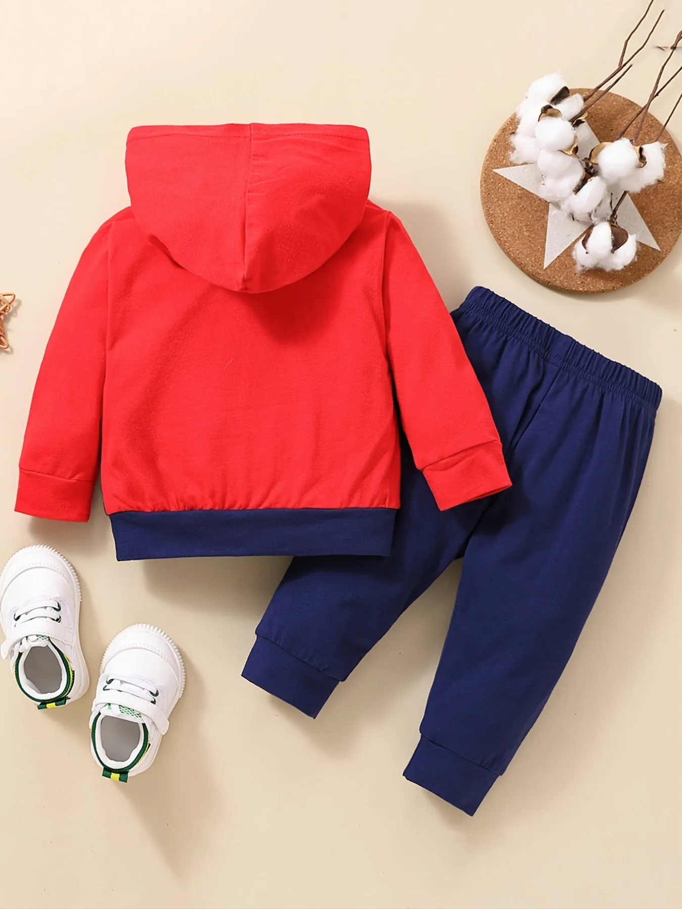 Baby Boys Casual Color Block Hooded Sweatshirt and Sweatpants Set