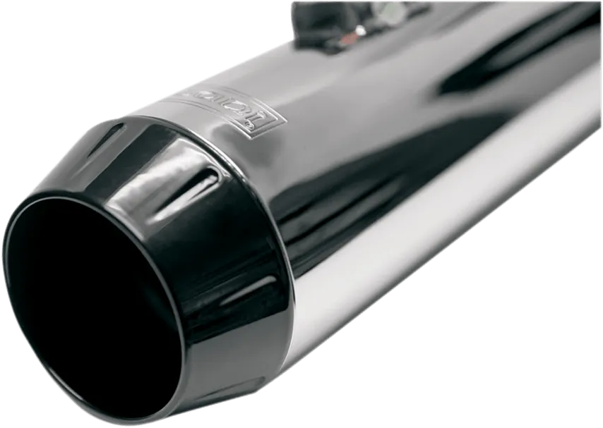 Bassani Manufacturing FLH-517 4in. Slip-On Megaphone Mufflers with 2 1/4in. Standard Baffles - Chrome with Billet End Cap