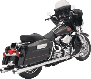 Bassani Manufacturing FLH-517 4in. Slip-On Megaphone Mufflers with 2 1/4in. Standard Baffles - Chrome with Billet End Cap