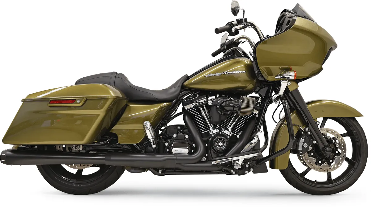 Bassani Manufacturing FLH-517 4in. Slip-On Megaphone Mufflers with 2 1/4in. Standard Baffles - Chrome with Billet End Cap