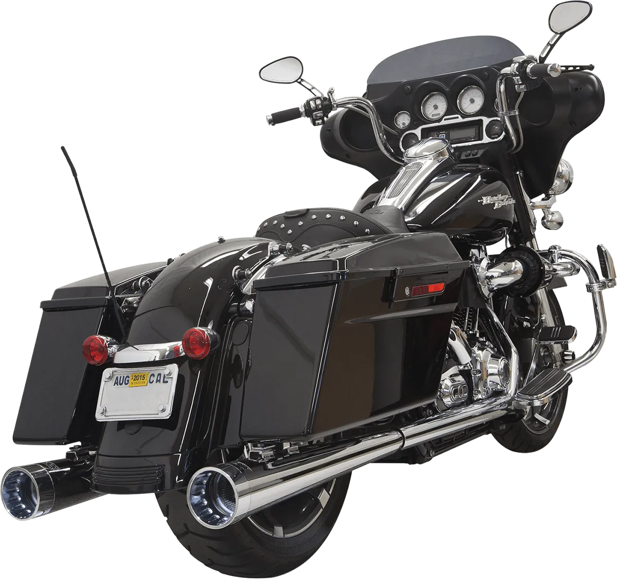 Bassani Manufacturing FLH-517 4in. Slip-On Megaphone Mufflers with 2 1/4in. Standard Baffles - Chrome with Billet End Cap