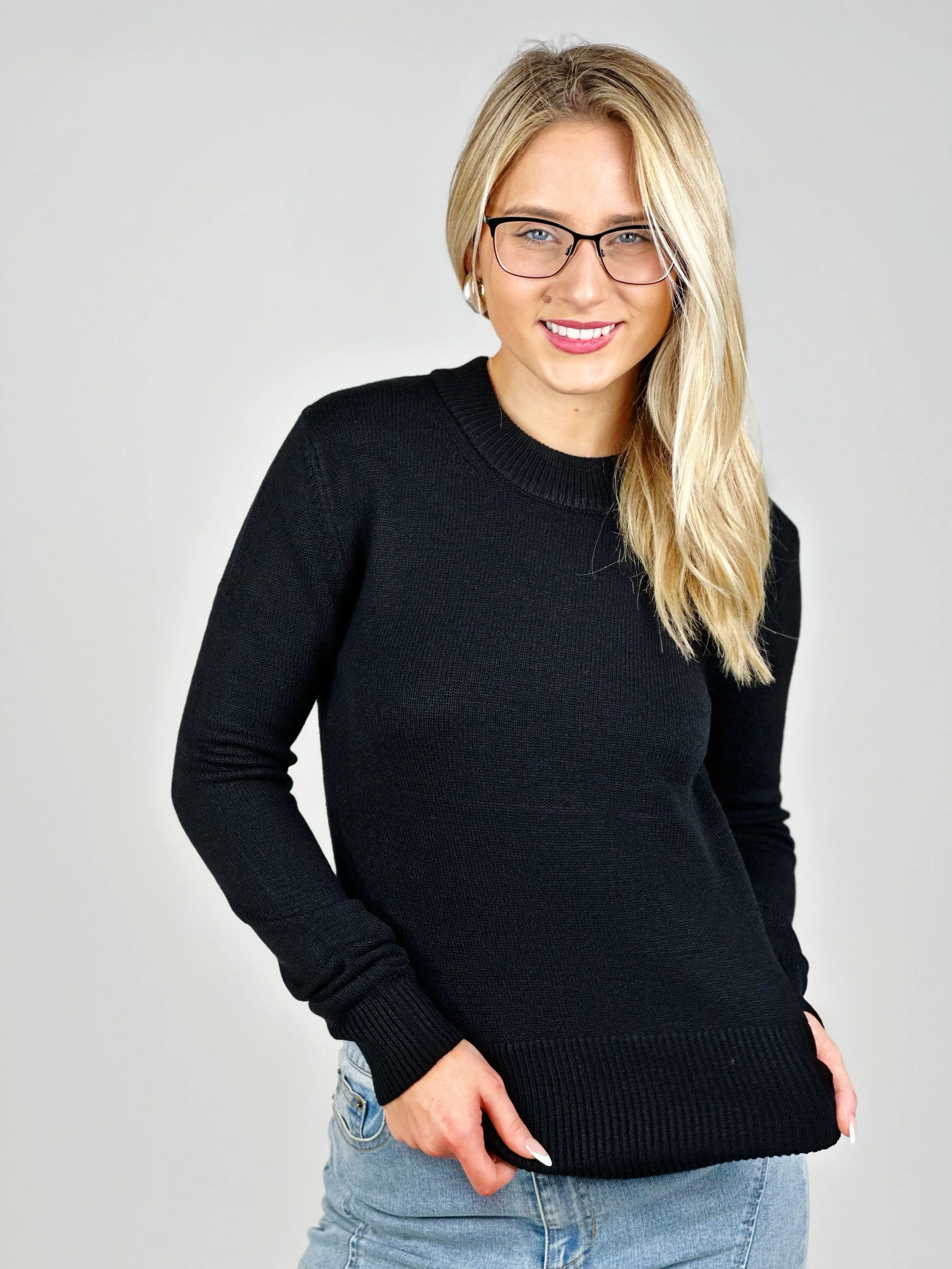 Black Round Neck Sweater