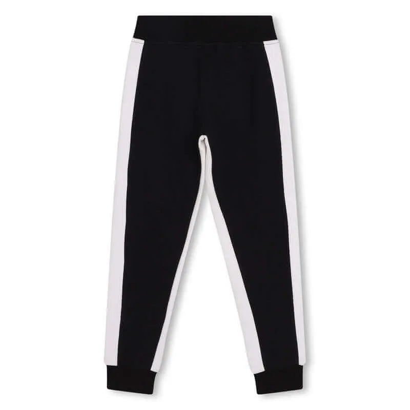 Boys Black & White Logo Jogging Bottoms
