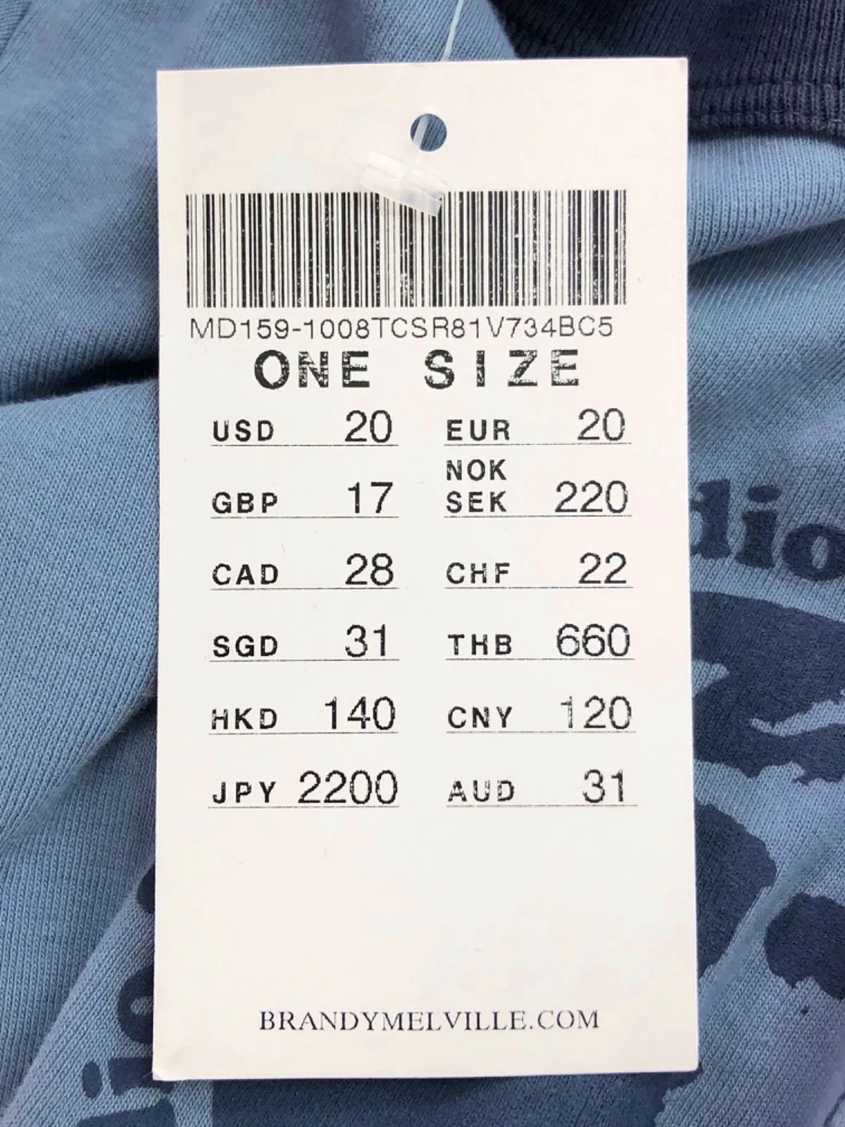 Brandy Melville Blue/Black Silence Radio Print T-Shirt One Size