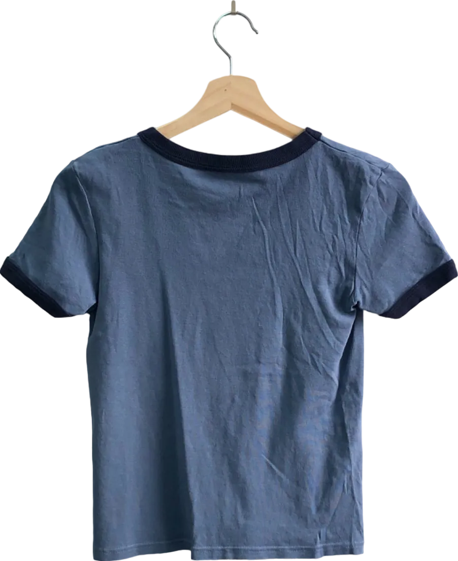 Brandy Melville Blue/Black Silence Radio Print T-Shirt One Size