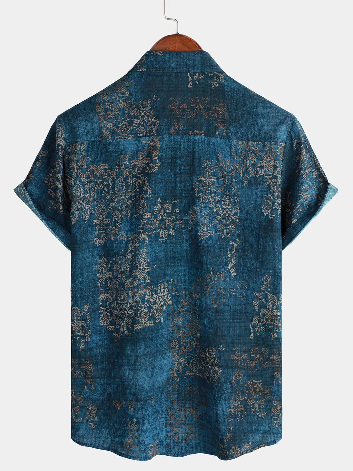 Bundle Of 2 | Men's Retro Floral Print Cotton Vintage Holiday Short Sleeve Shirts