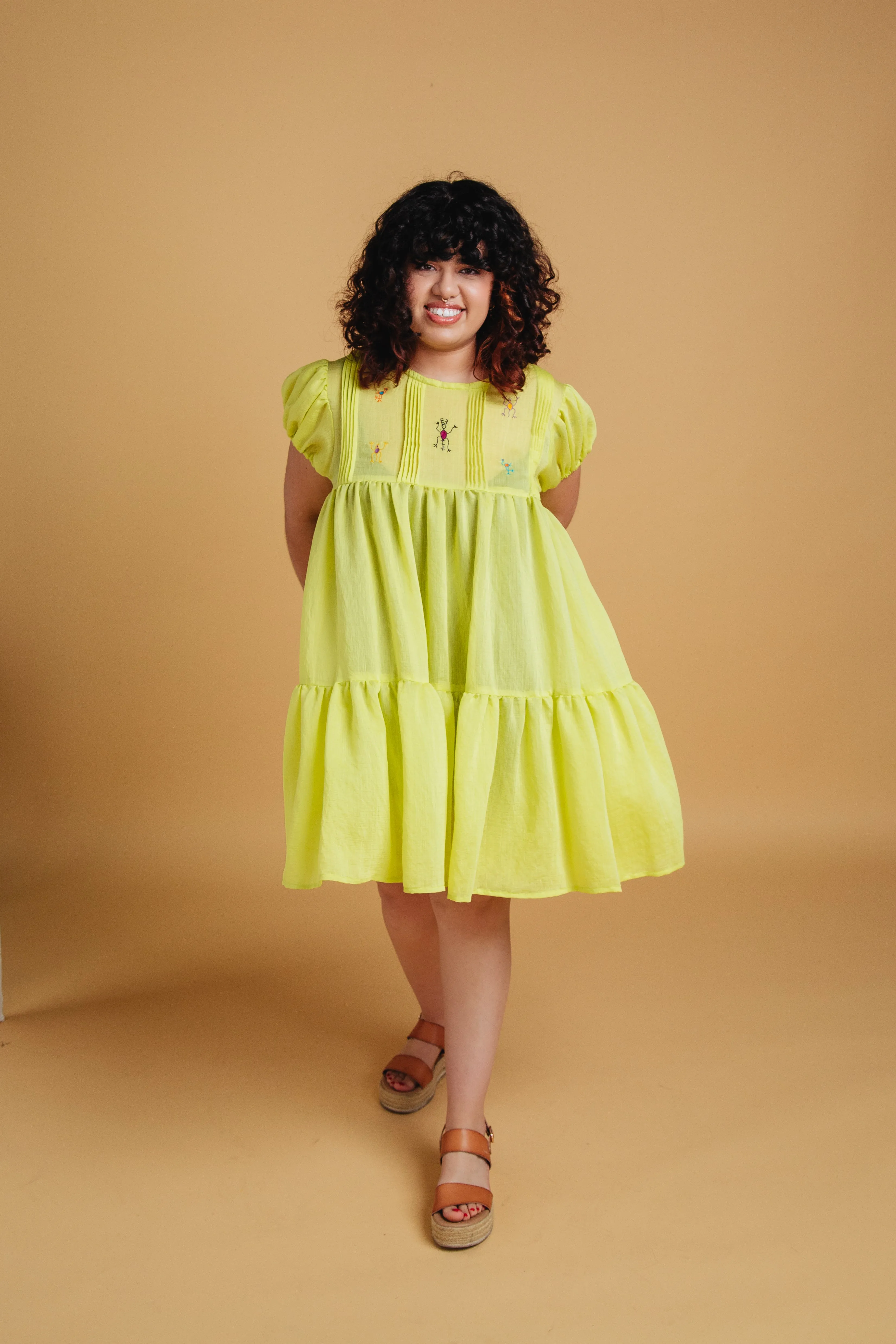 Cadena Mini Dress - Chartreuse