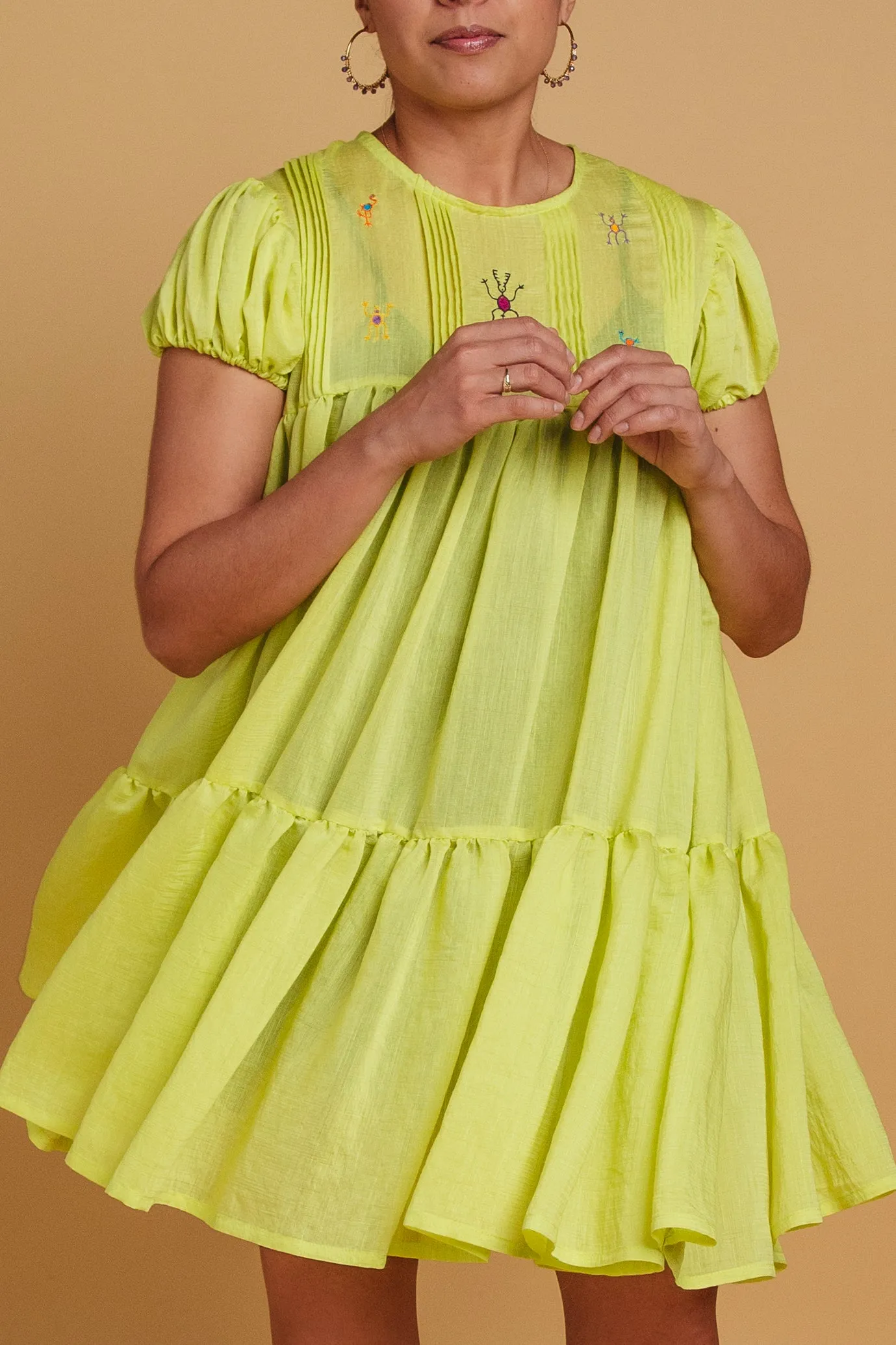 Cadena Mini Dress - Chartreuse