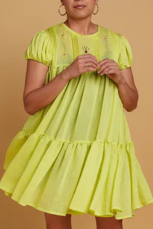Cadena Mini Dress - Chartreuse