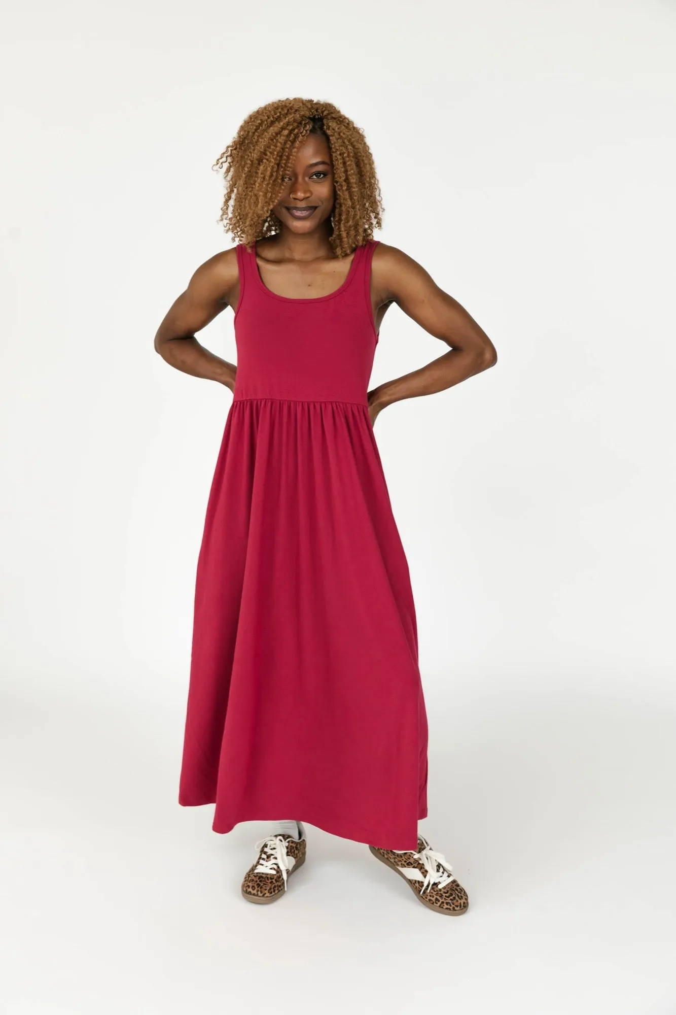Camille Midi Dress in Berry