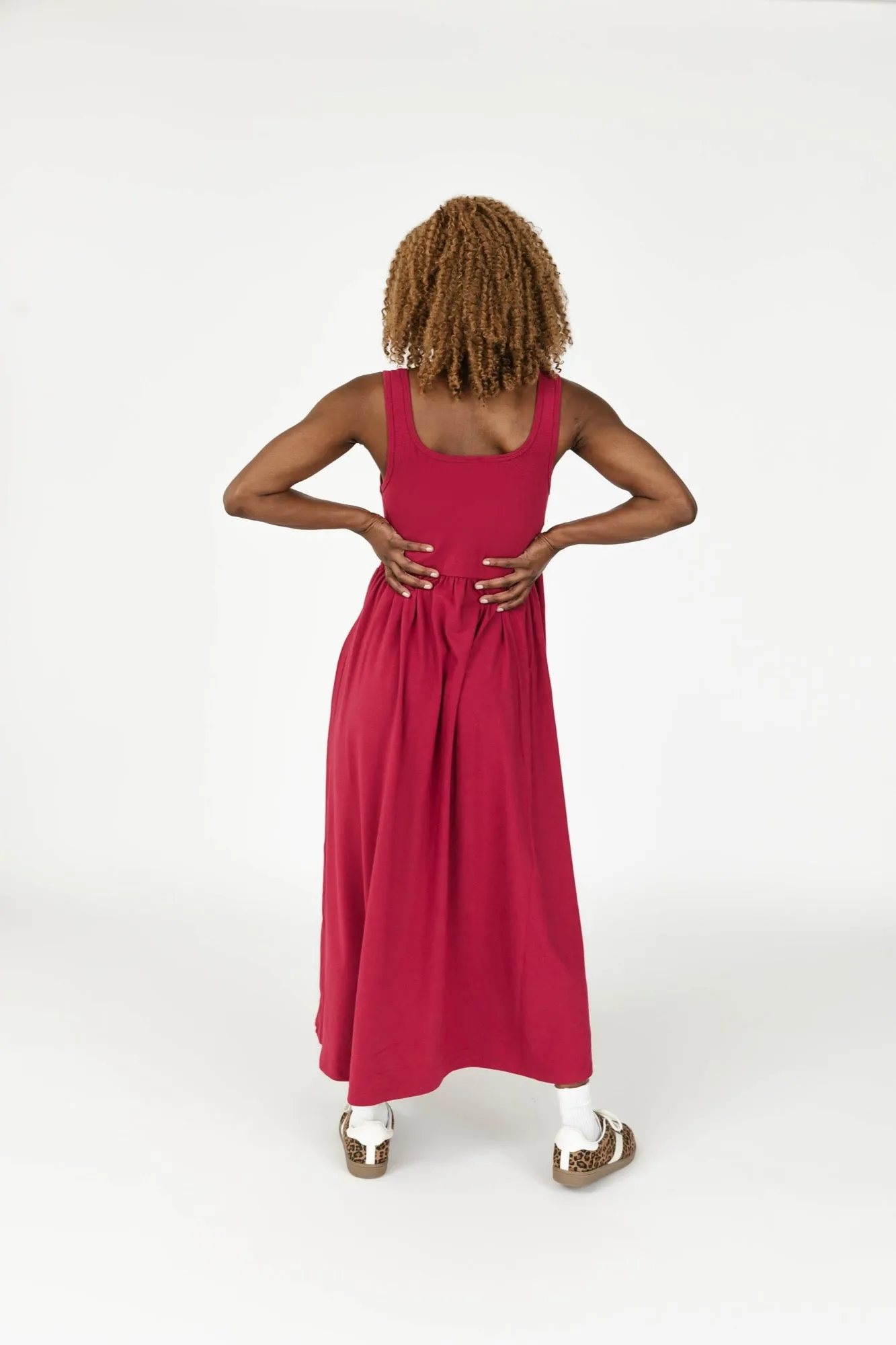 Camille Midi Dress in Berry