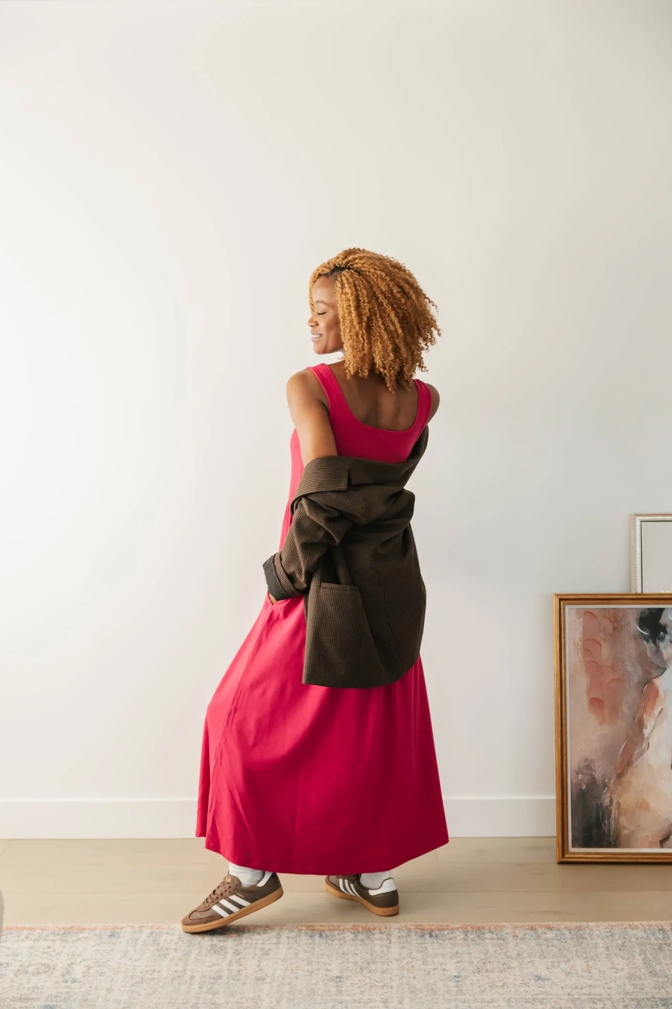 Camille Midi Dress in Berry