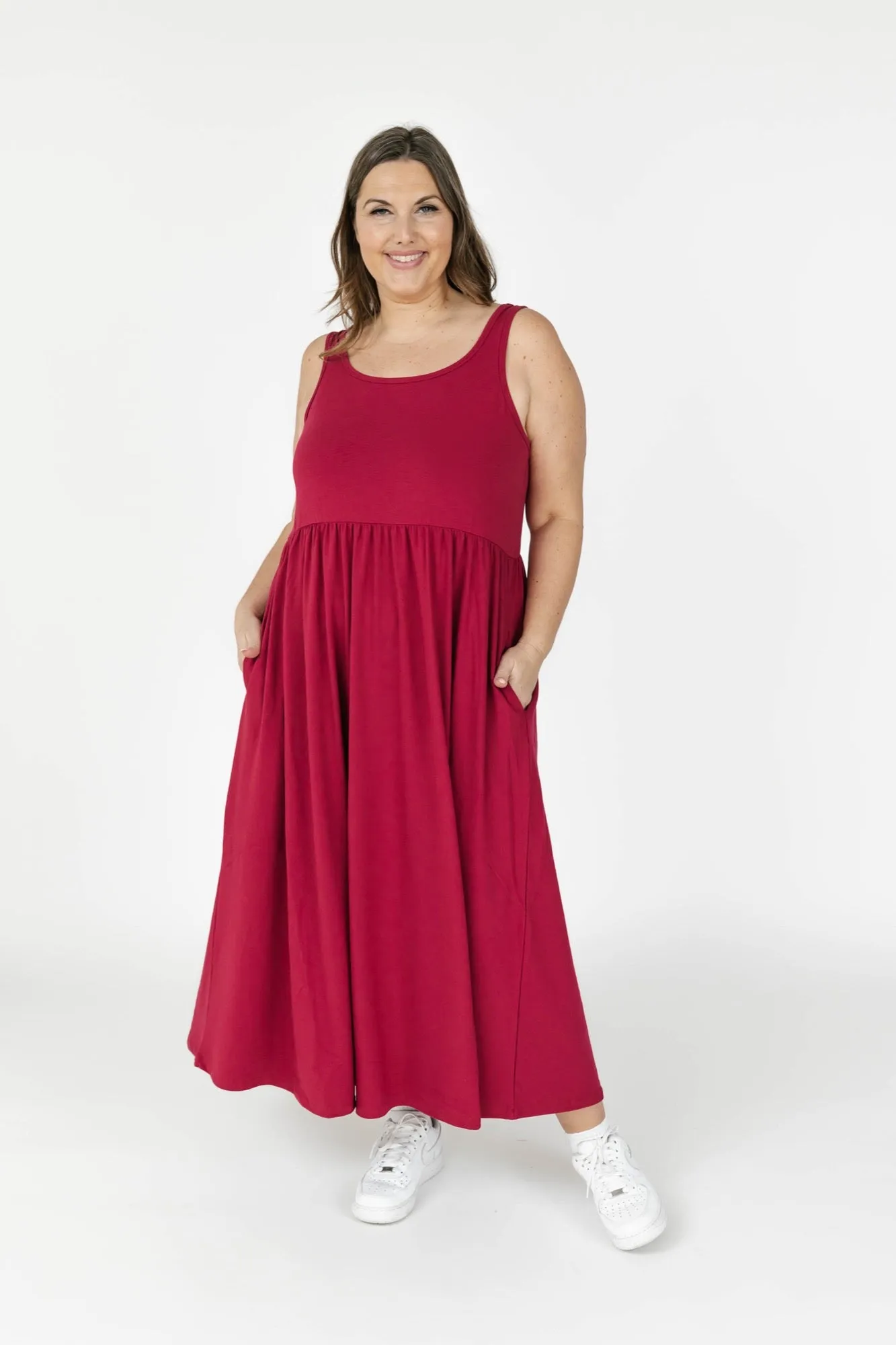 Camille Midi Dress in Berry