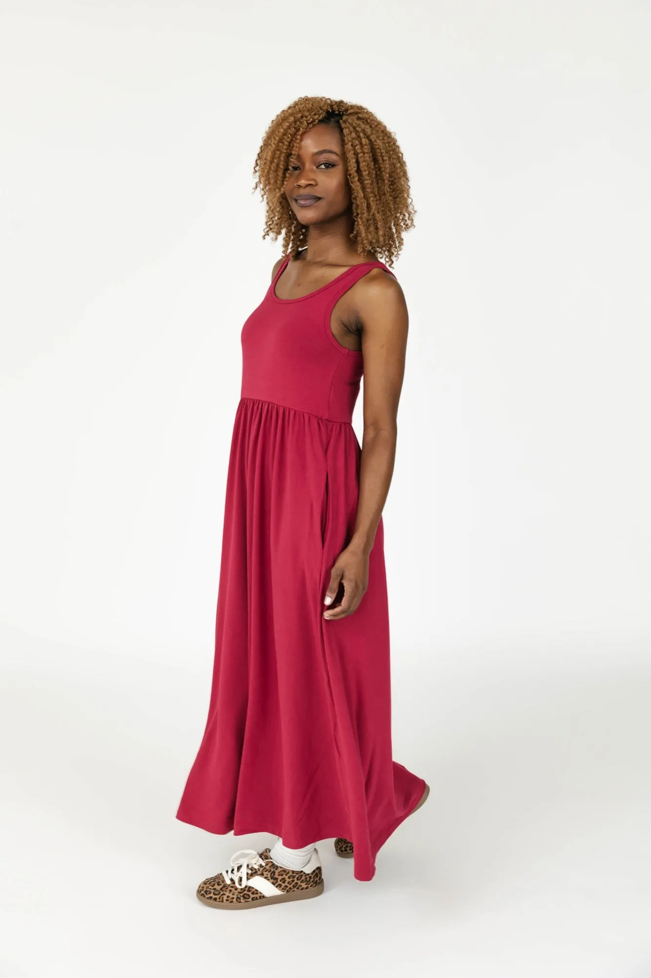 Camille Midi Dress in Berry