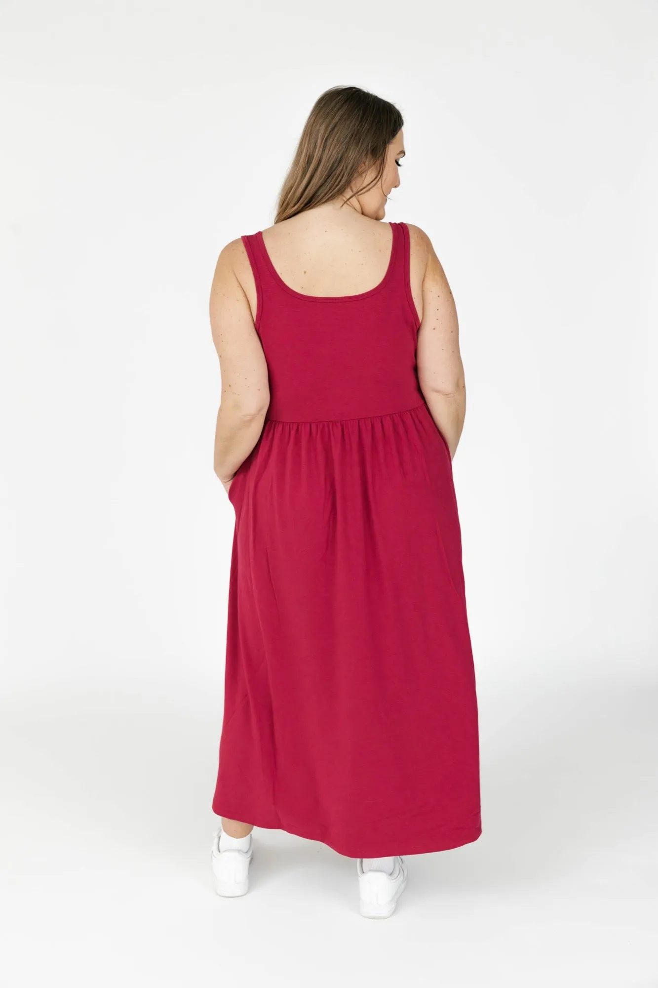 Camille Midi Dress in Berry