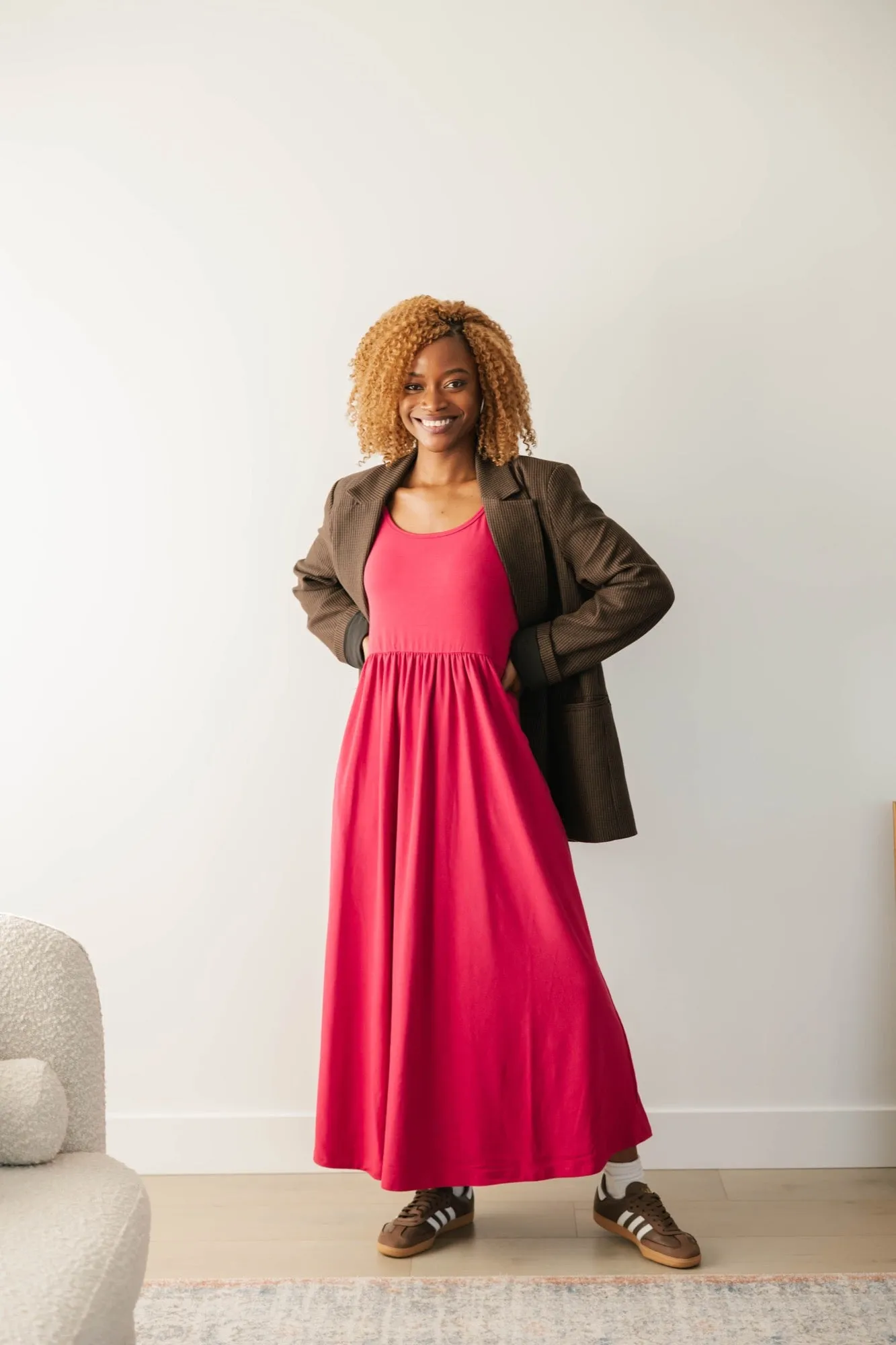 Camille Midi Dress in Berry