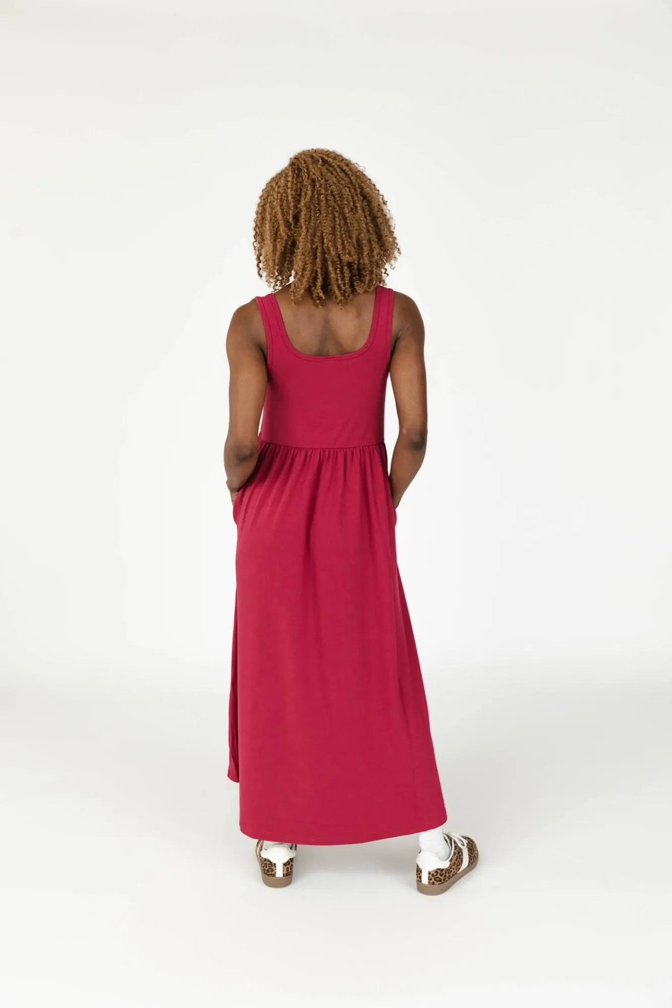Camille Midi Dress in Berry