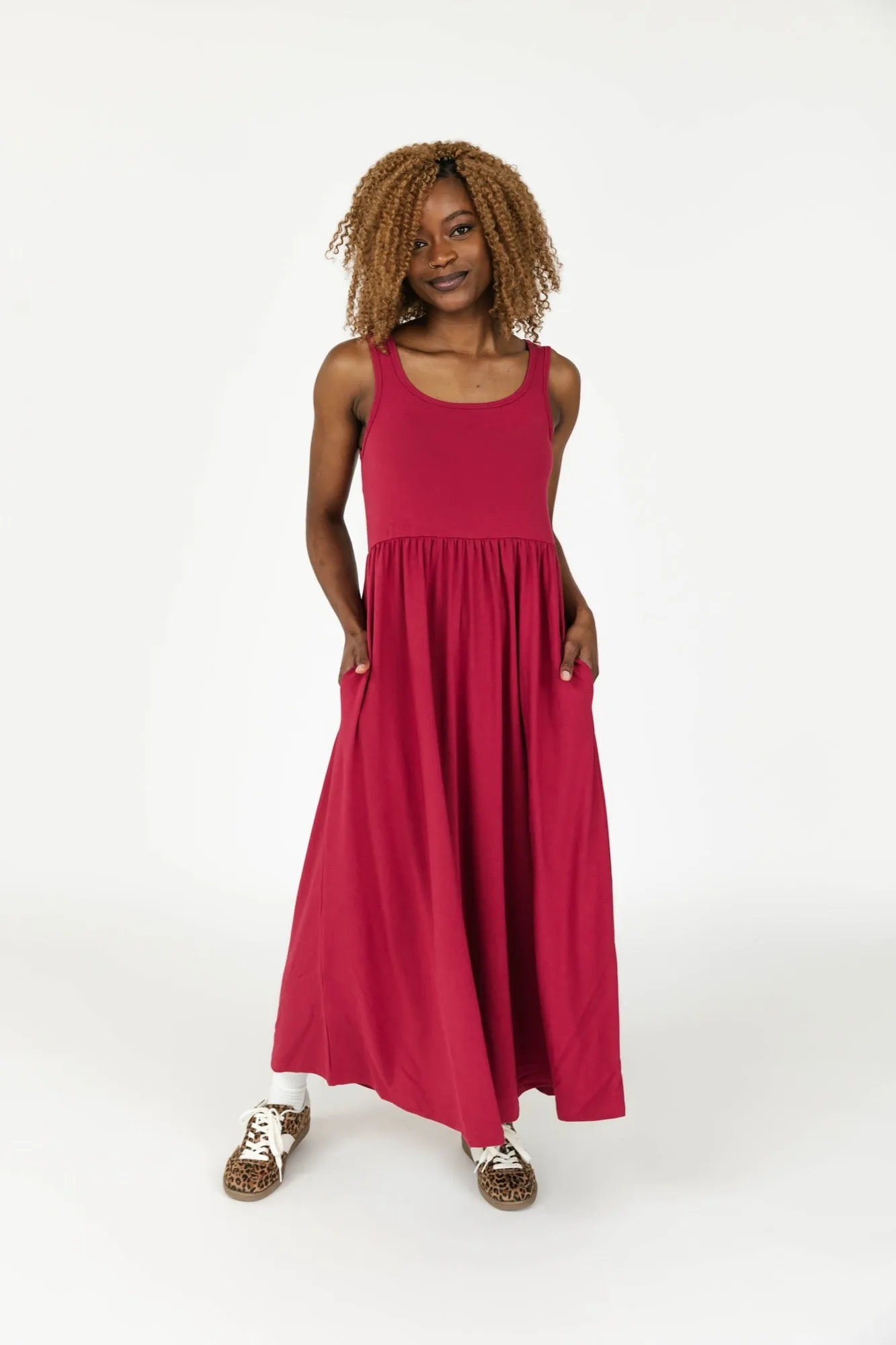 Camille Midi Dress in Berry