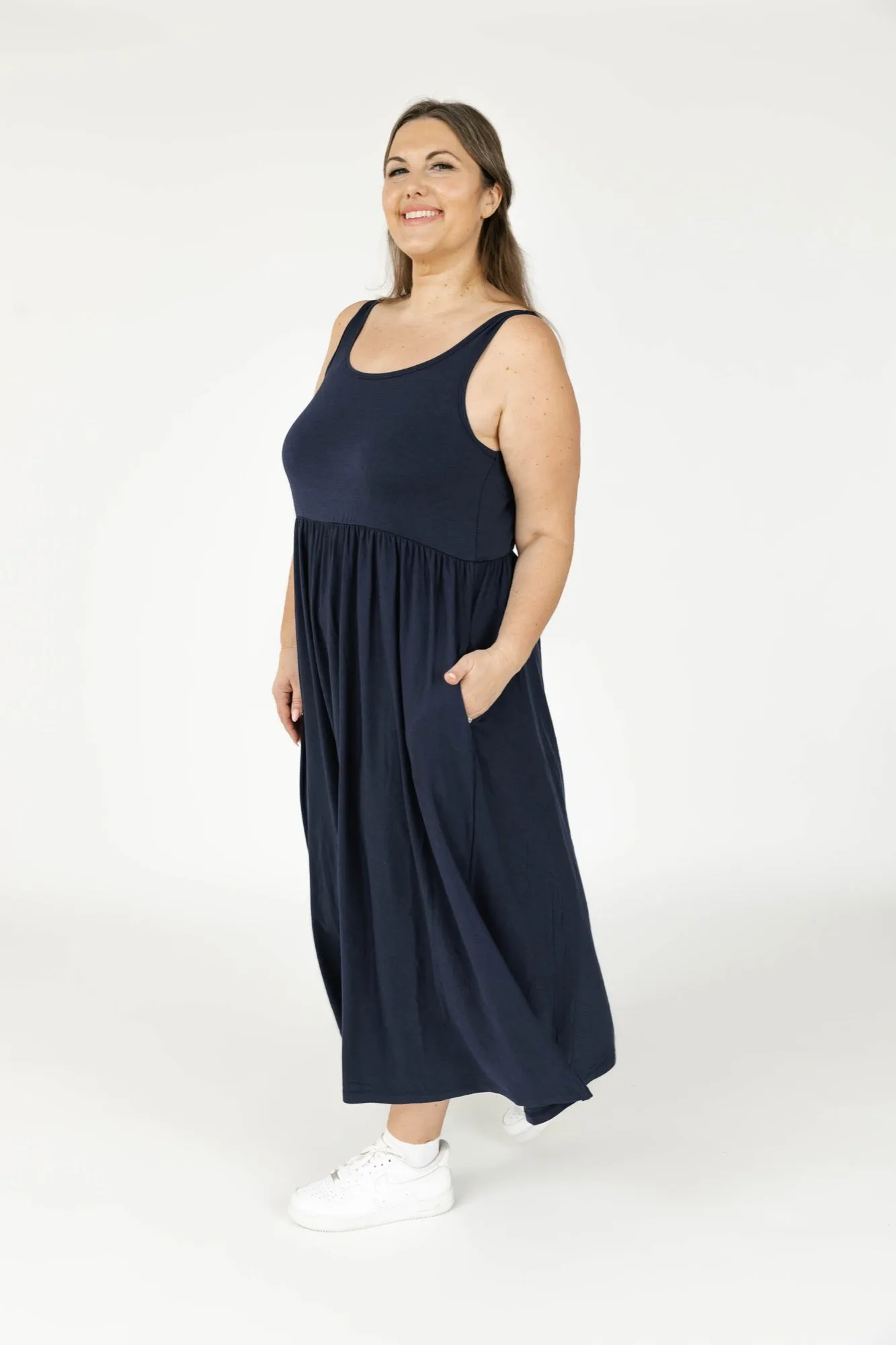 Camille Midi Dress in Midnight Sky