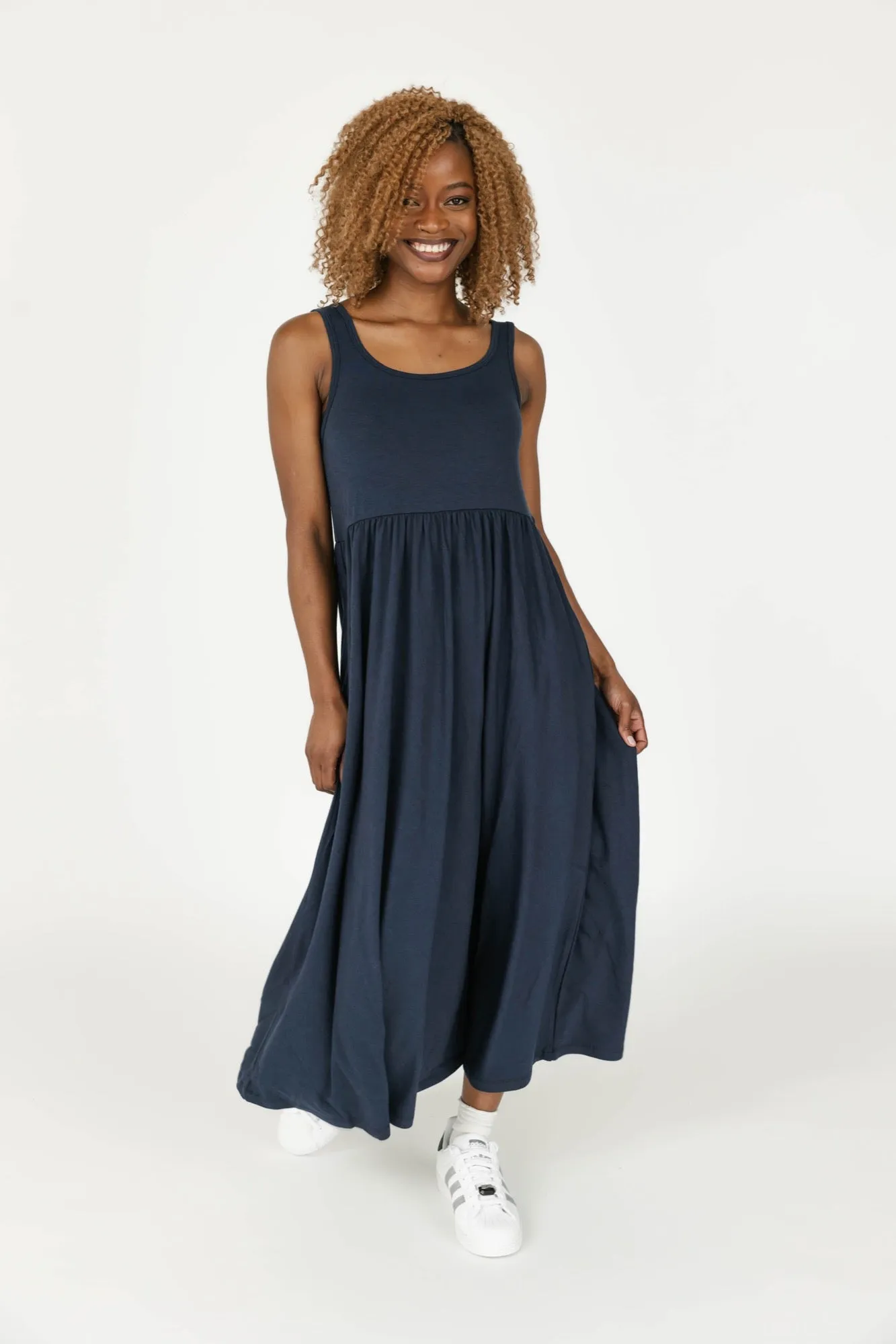 Camille Midi Dress in Midnight Sky