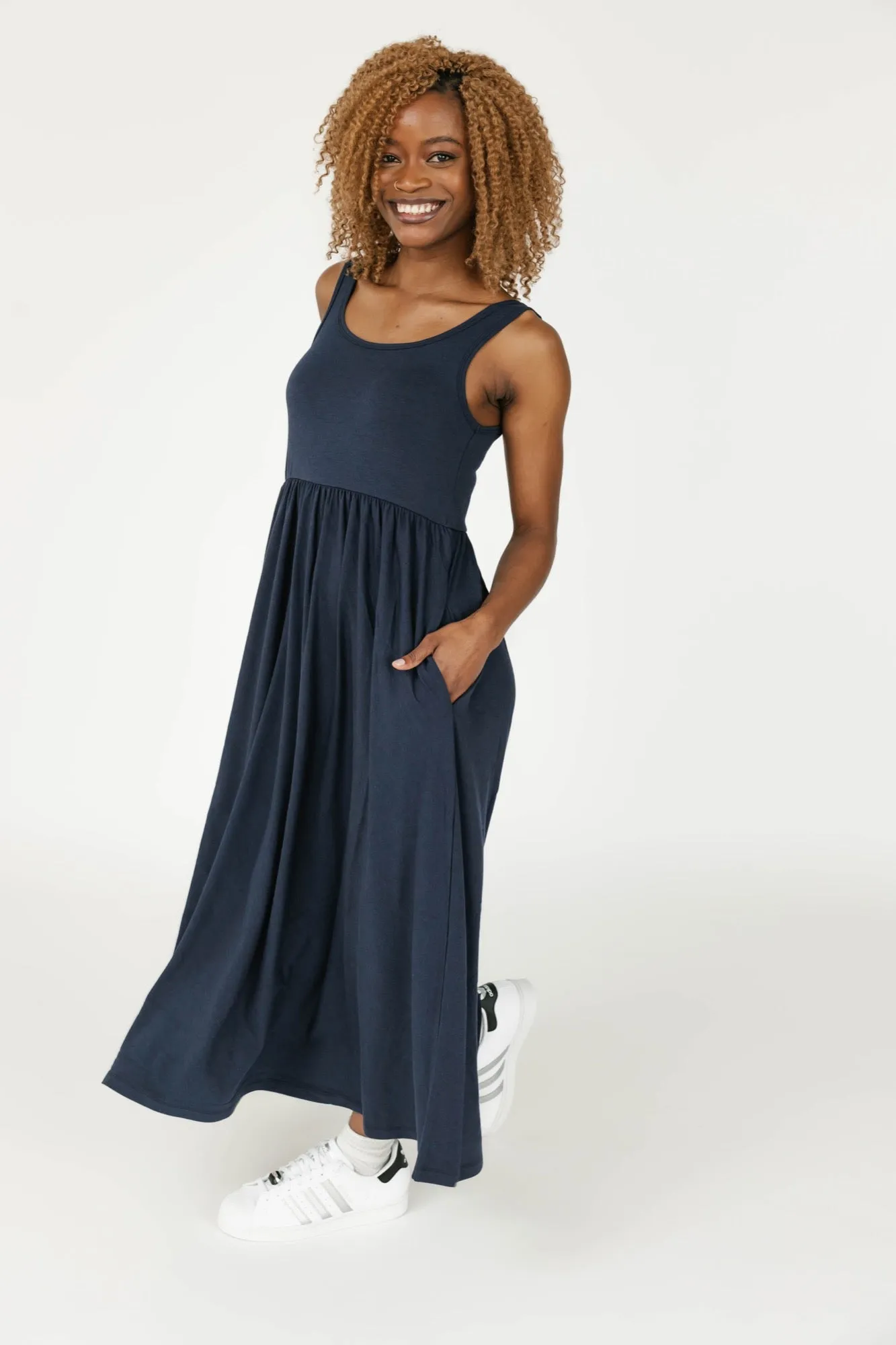 Camille Midi Dress in Midnight Sky
