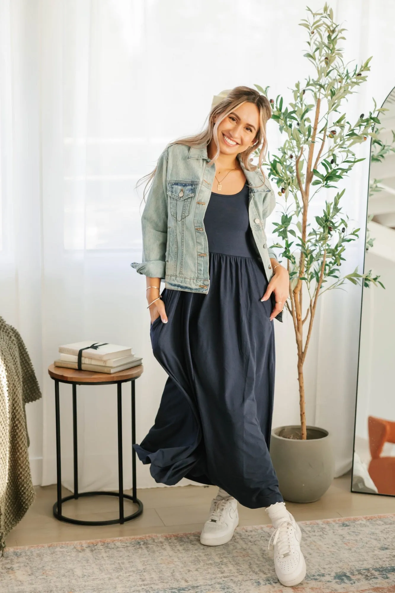 Camille Midi Dress in Midnight Sky