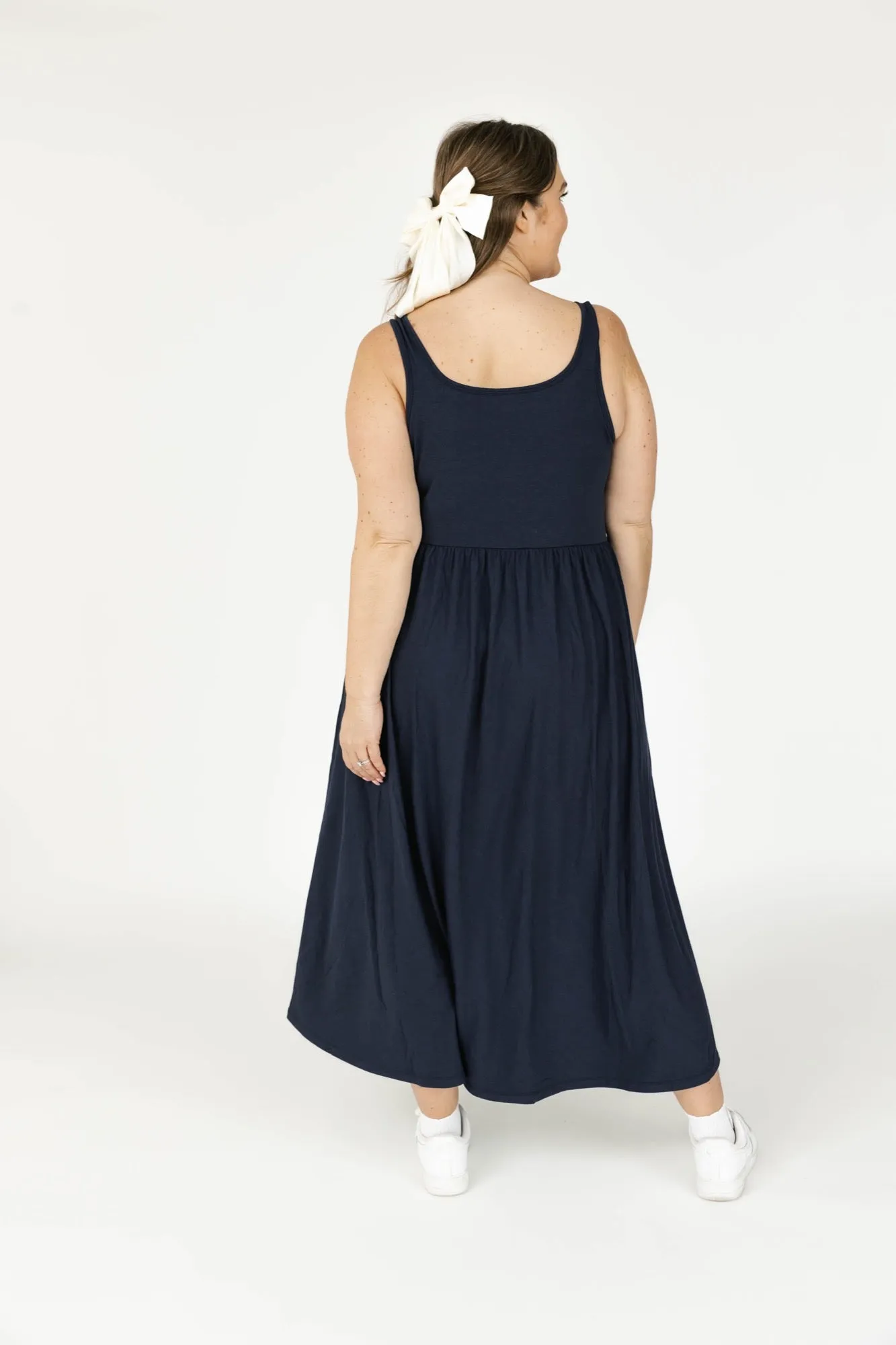 Camille Midi Dress in Midnight Sky