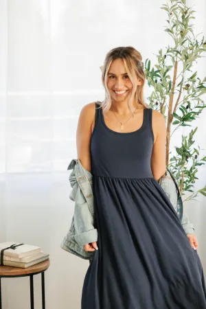 Camille Midi Dress in Midnight Sky