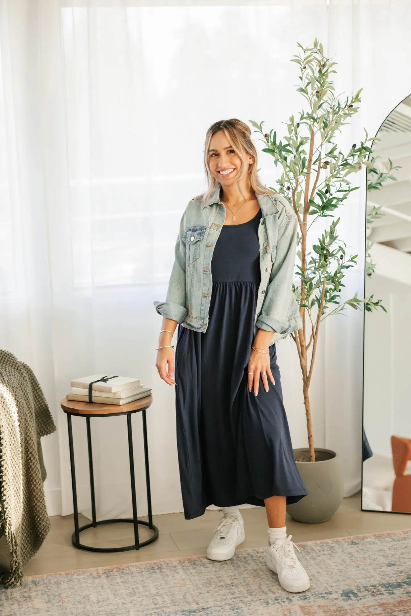 Camille Midi Dress in Midnight Sky