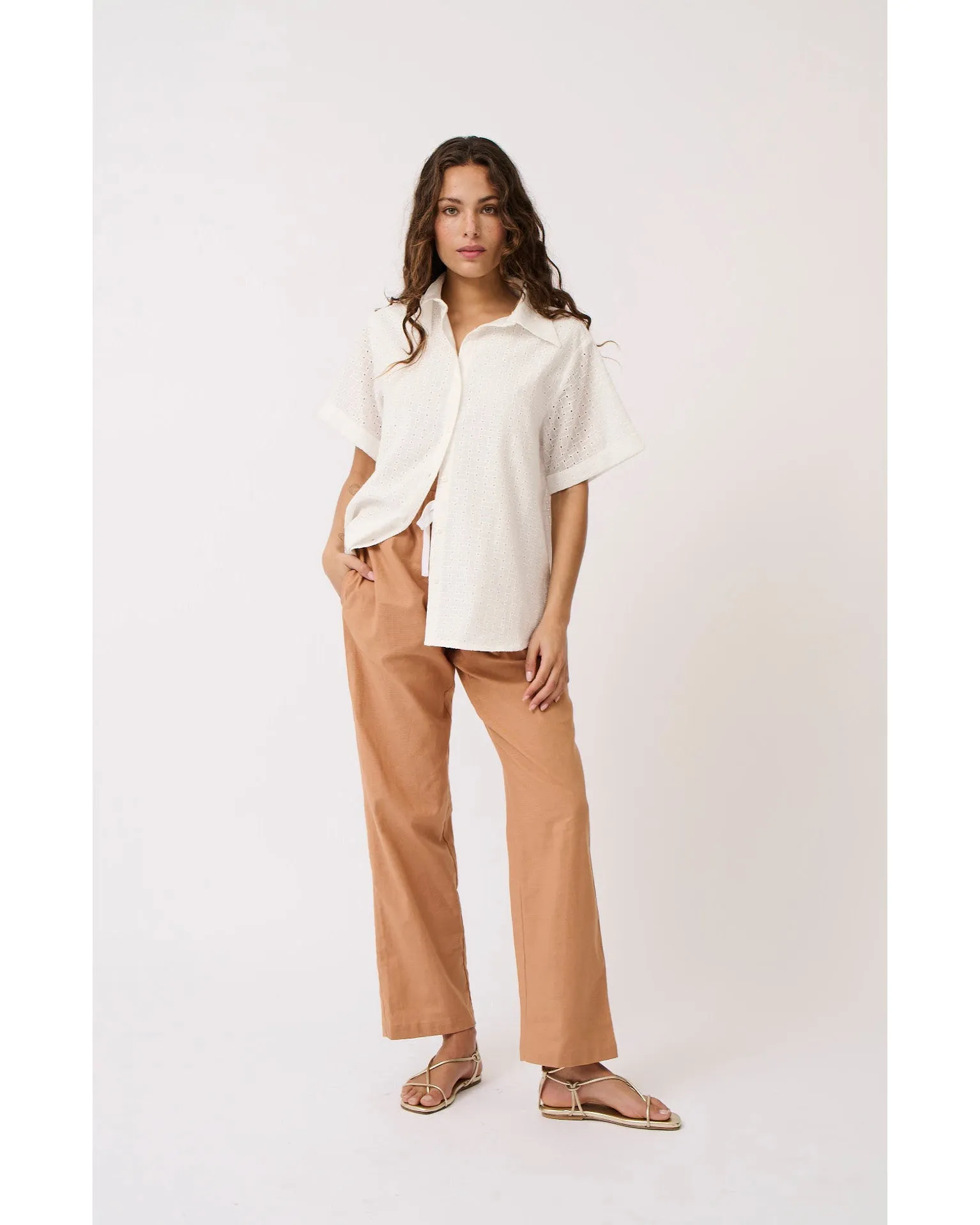 Cartel & Willow Tully Shirt - White Broderie