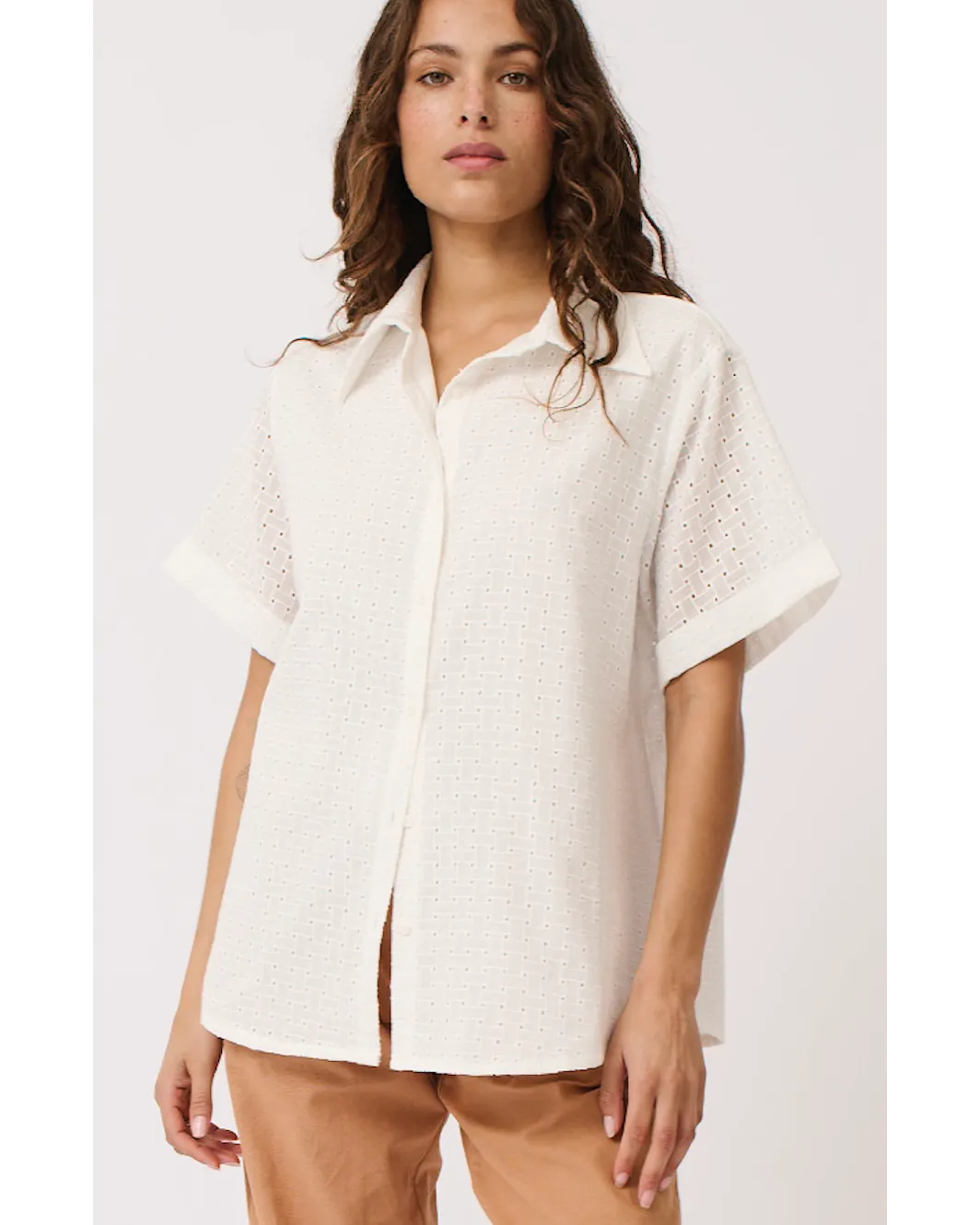 Cartel & Willow Tully Shirt - White Broderie