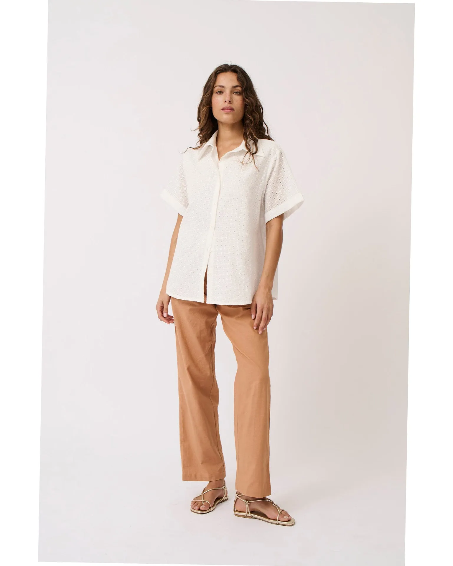 Cartel & Willow Tully Shirt - White Broderie