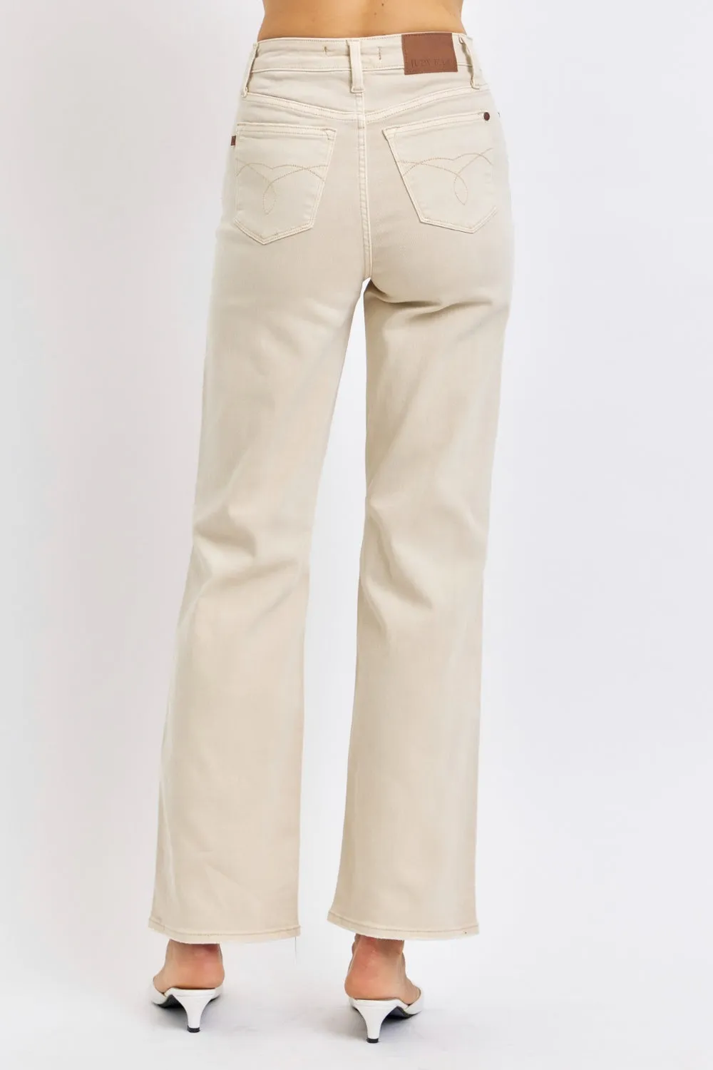 Colette Judy Blue Full Size High Waist Distressed Wide Leg Jeans
