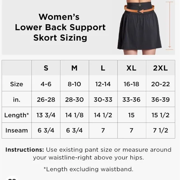 Copper Life Women's Pro-Grade Lower Back Support Black Skort/Wicking Active Wear