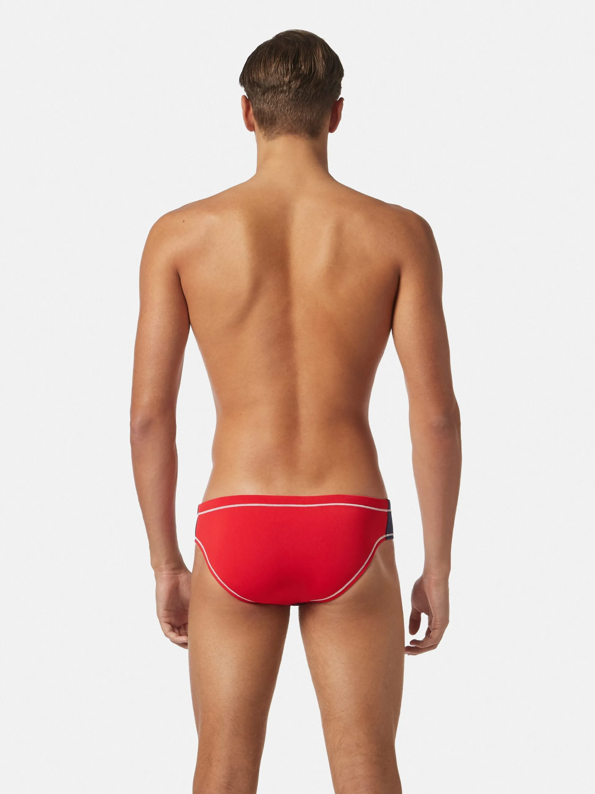COSTUME AKRON ITALIA UOMO SLIP NUOTO PISCINA BICOLOR BLU ROSSO ADDISON