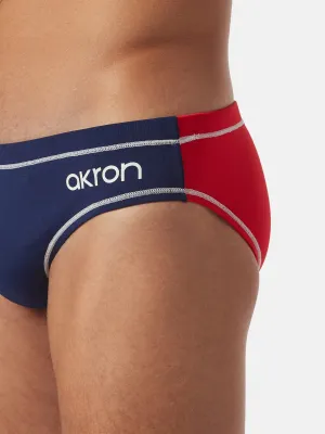 COSTUME AKRON ITALIA UOMO SLIP NUOTO PISCINA BICOLOR BLU ROSSO ADDISON