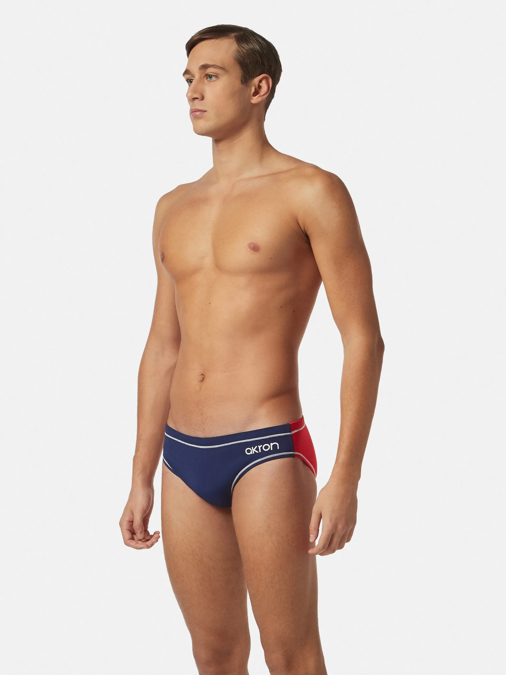 COSTUME AKRON ITALIA UOMO SLIP NUOTO PISCINA BICOLOR BLU ROSSO ADDISON