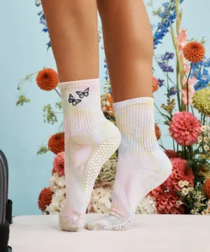 Crew Non Slip Grip Socks - Social Butterfly