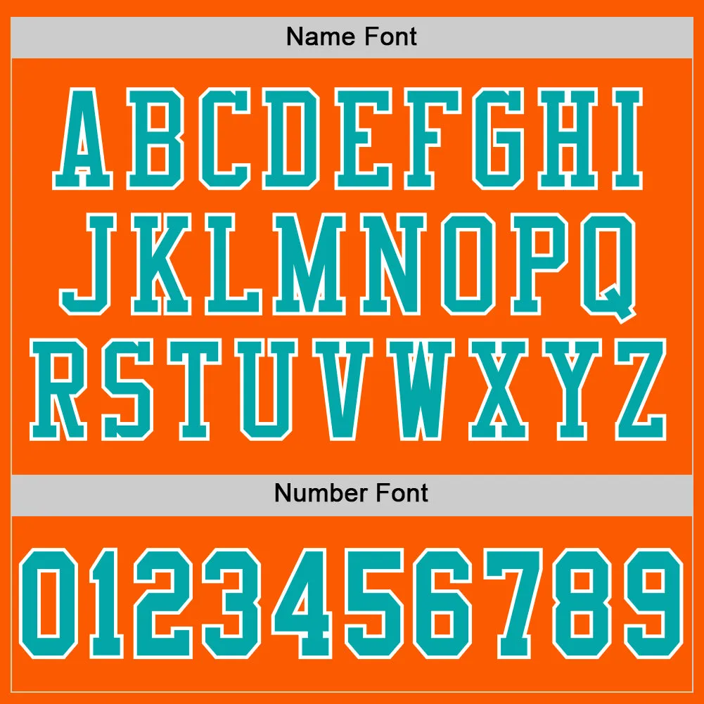 Custom Orange Aqua-White Mesh Authentic Football Jersey