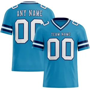 Custom Panther Blue White-Navy Mesh Authentic Football Jersey