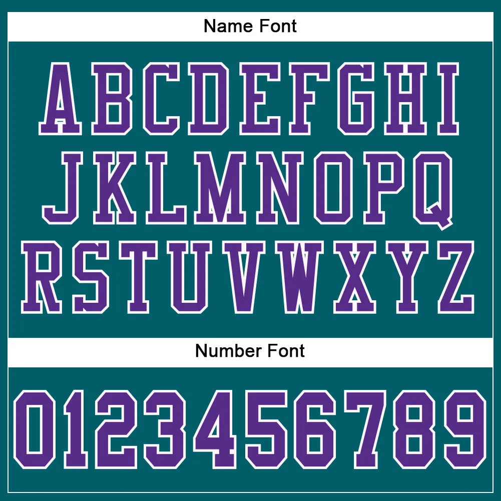 Custom Teal Purple-White Mesh Authentic Football Jersey