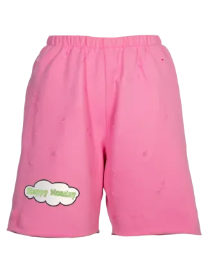Distressed 'Happy Monday' Jogging Shorts