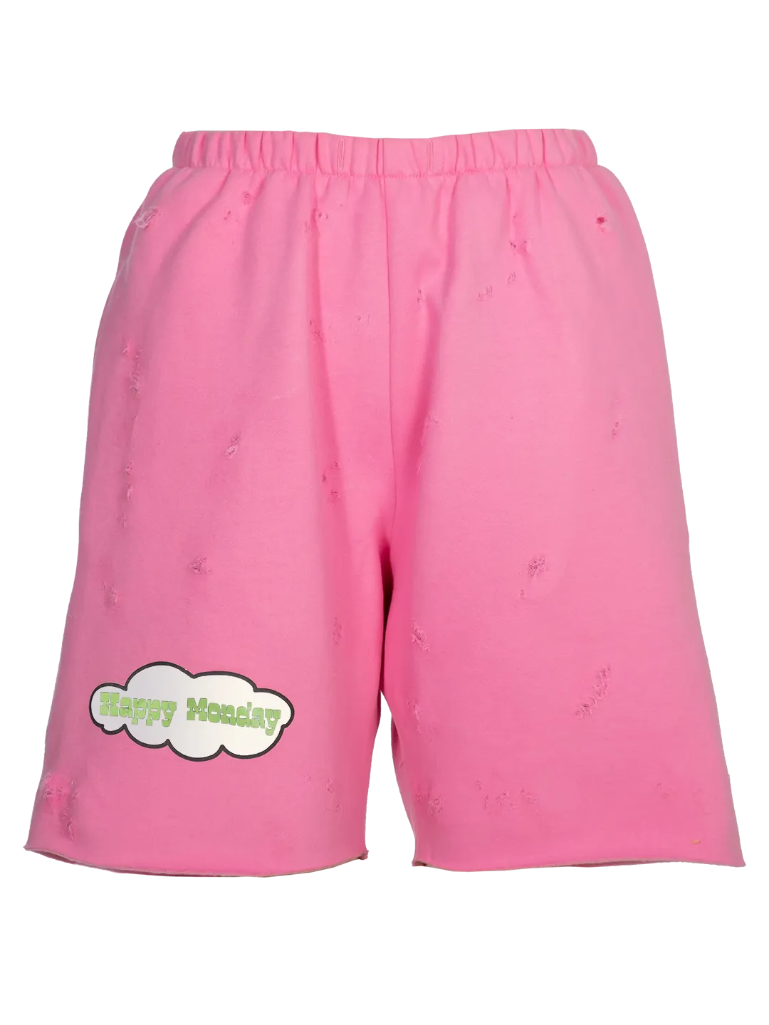 Distressed 'Happy Monday' Jogging Shorts