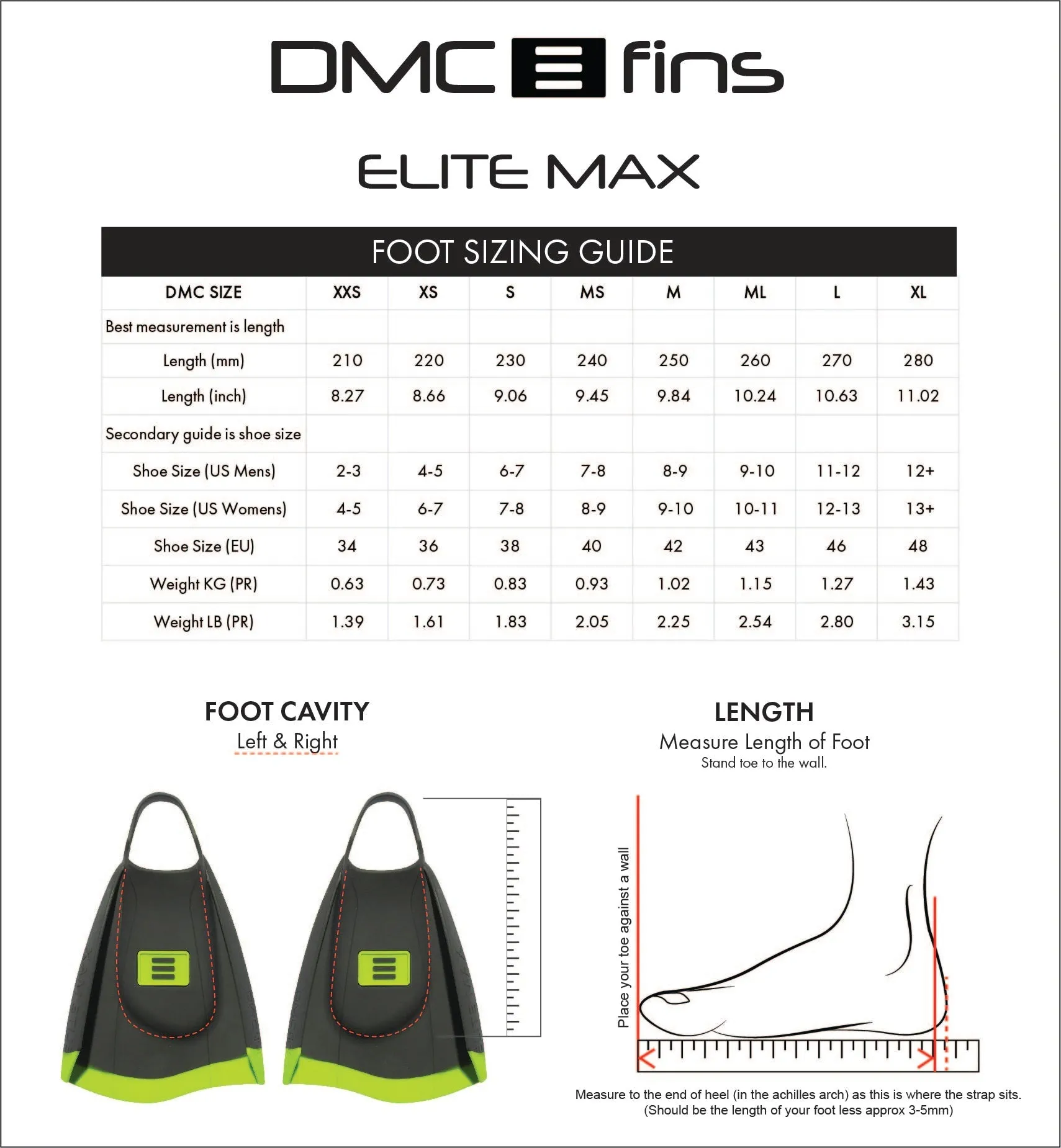 DMC Elite Max training fins - Fluoro/Charcoal