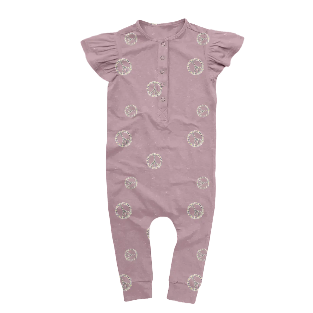 Effortless Bamboo Flutter Romper - Peace & Daisies