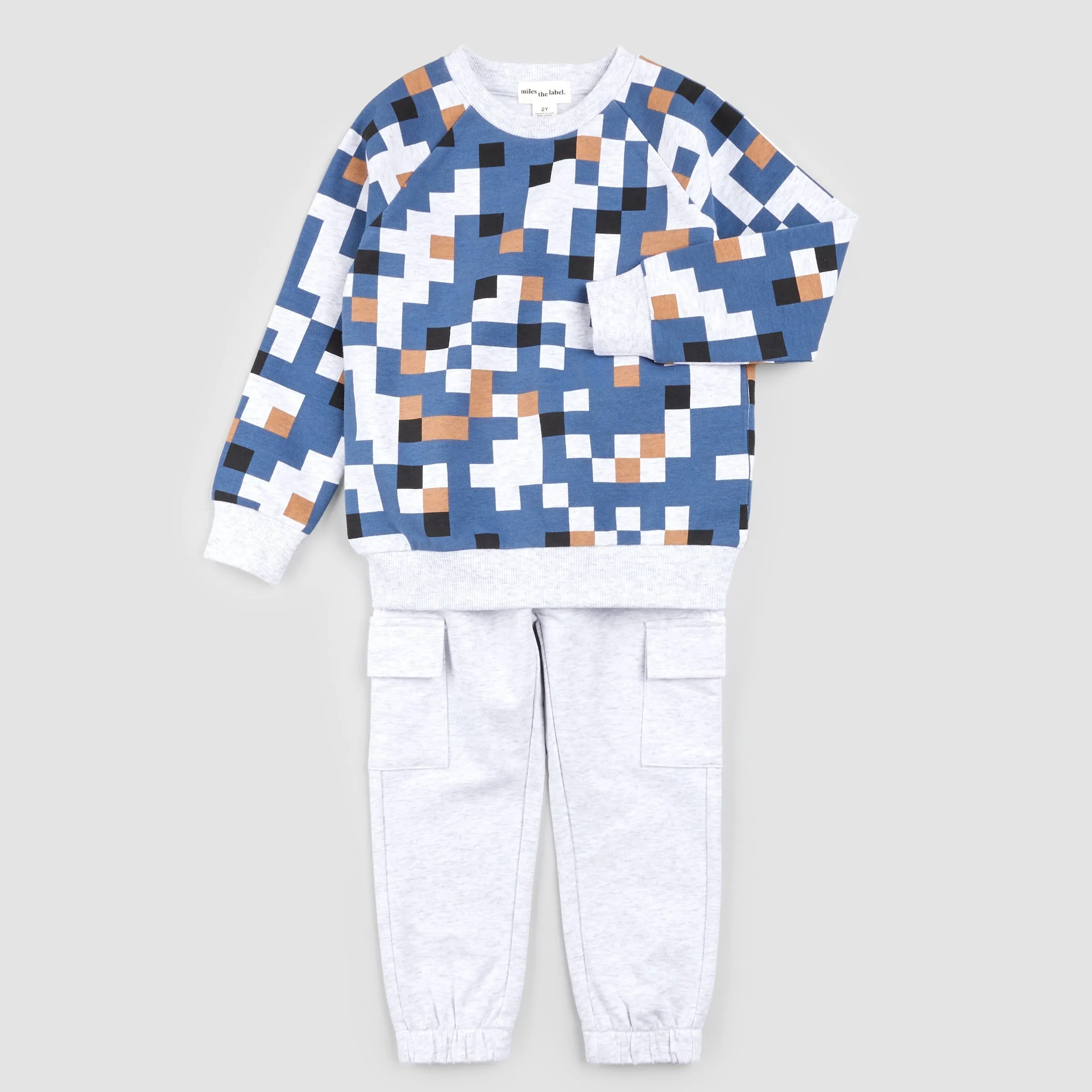 Ensemble de jogging cargo gris clair pixelisé