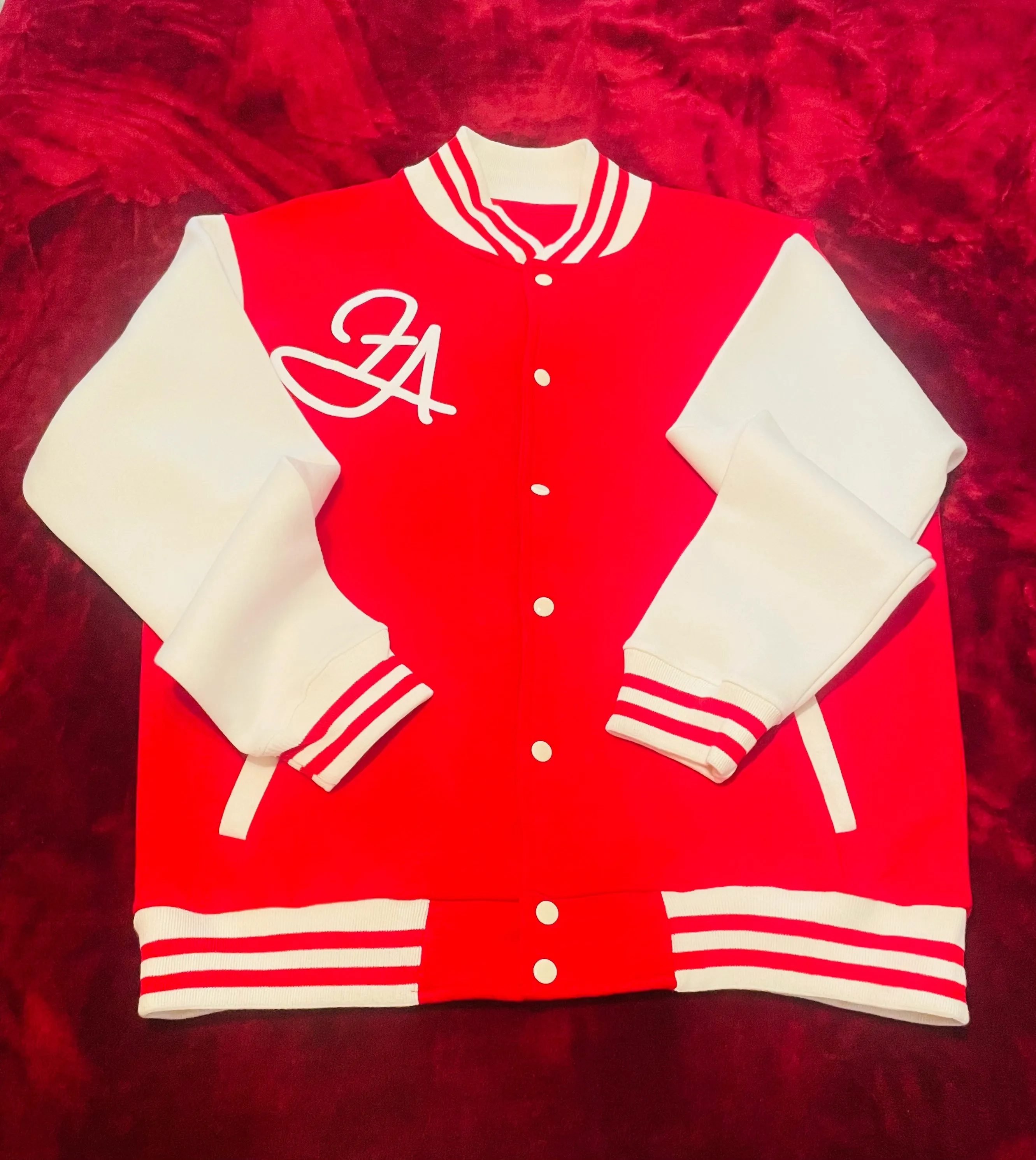 Fallon Aurielle Unisex Signature Aquarius  Logo & Name Zodiac Jacket (Red & White)